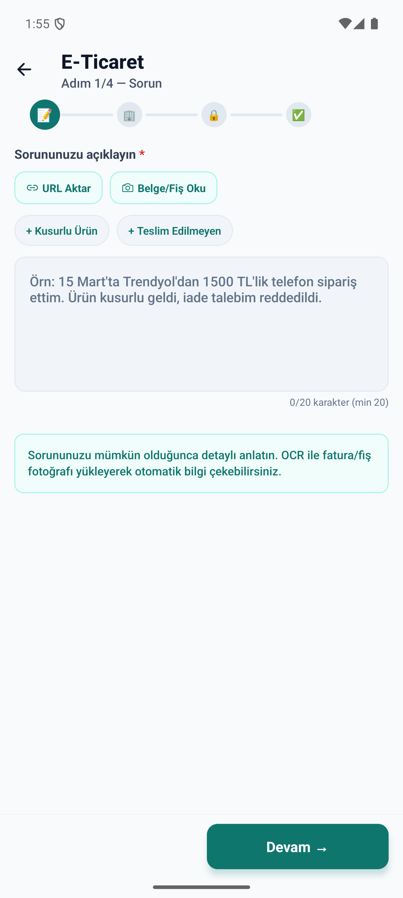 Haklıyım sorun anlatımı ekranı